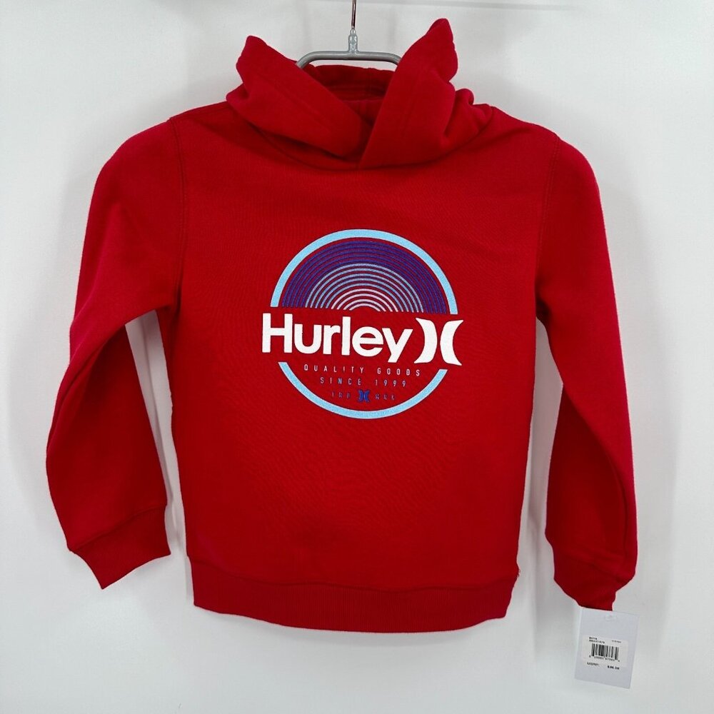 Hurley Boy's Pullover Hoodie Sweatshirt in Red Size 7 NWT Logo Long Sleeve